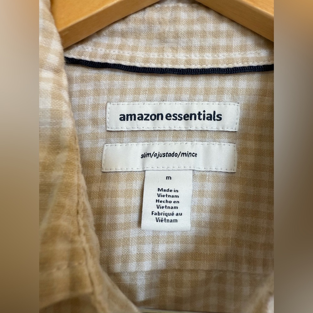 Amazon Essentials Beige Checkered Shirt - Picture 3 of 5